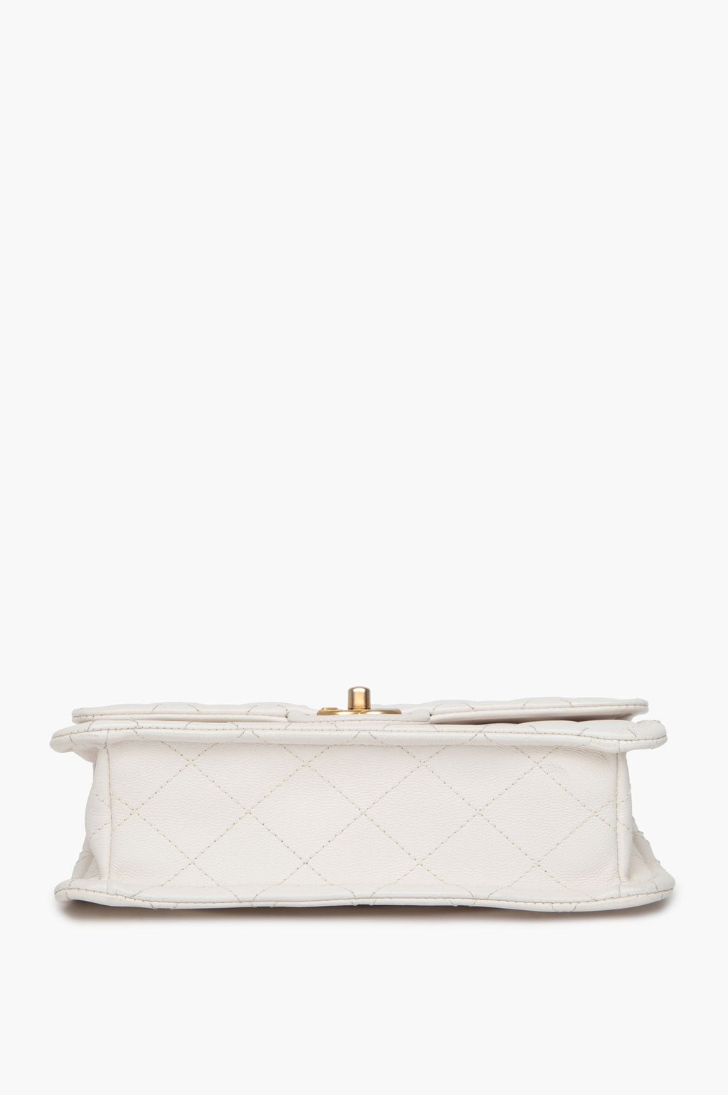 Chanel 21P White Caviar Quilted Sweet Single Flap Bag Aged Gold Hardware