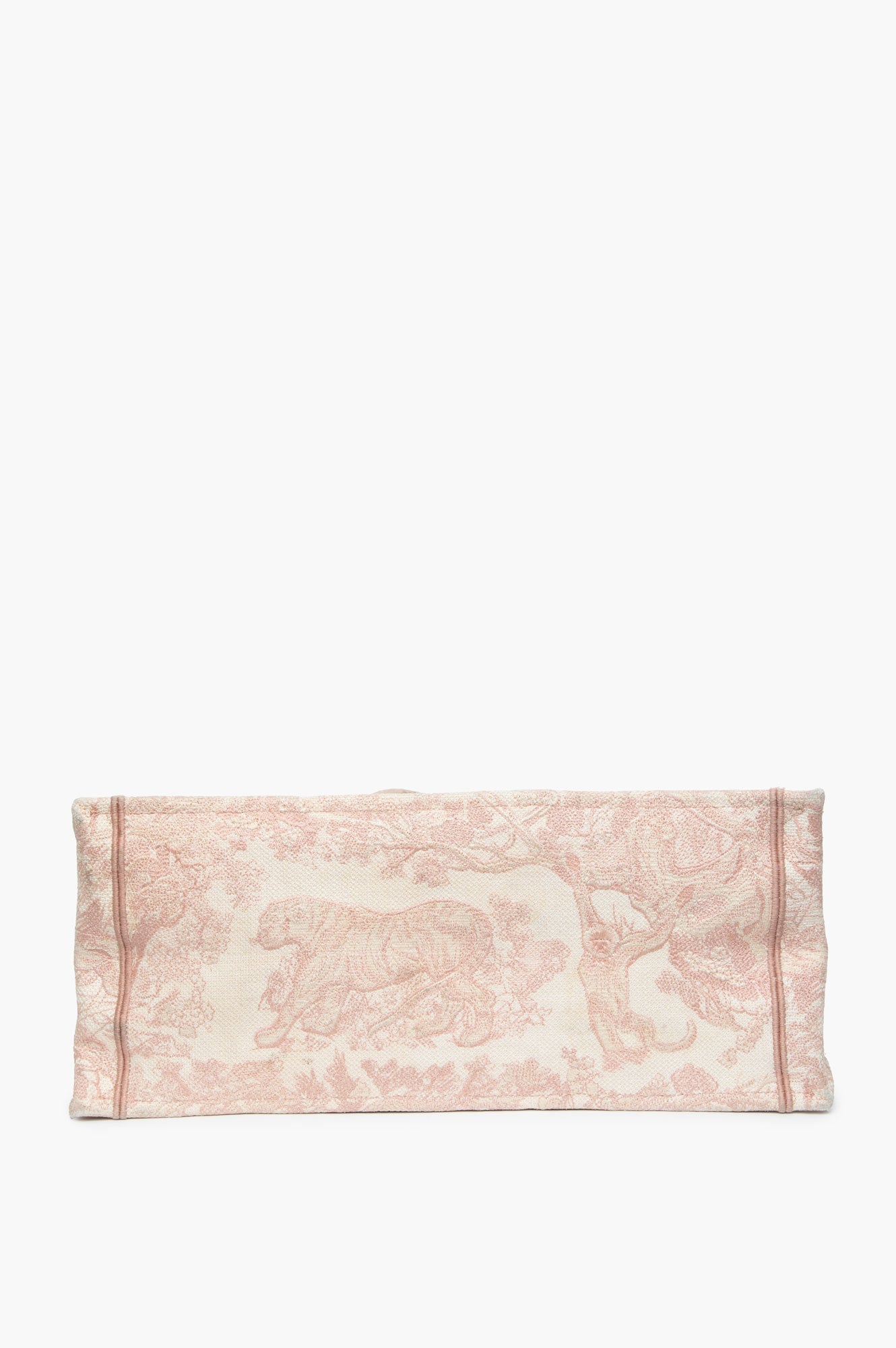 Christian Dior Large Book Tote Ecru and Pink Toile de Jouy Embroidery