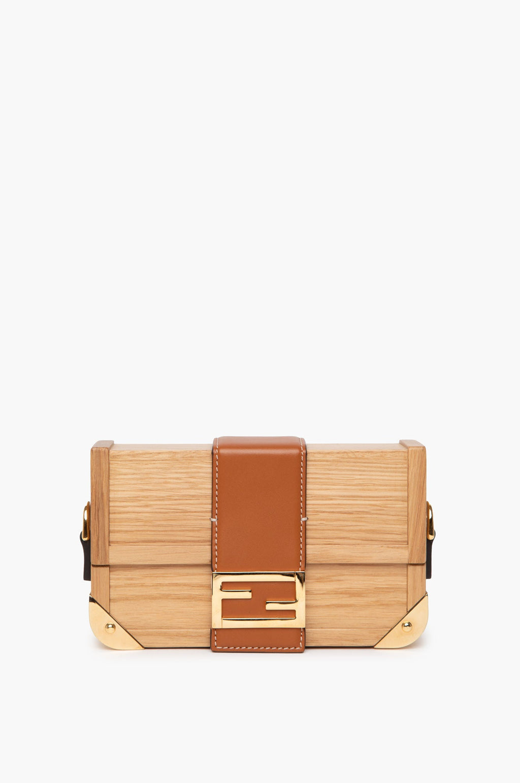 Fendi Wood Mini Baguette Trunk Bag