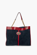 Gucci Navy Rajah Large Suede Shopper Bag