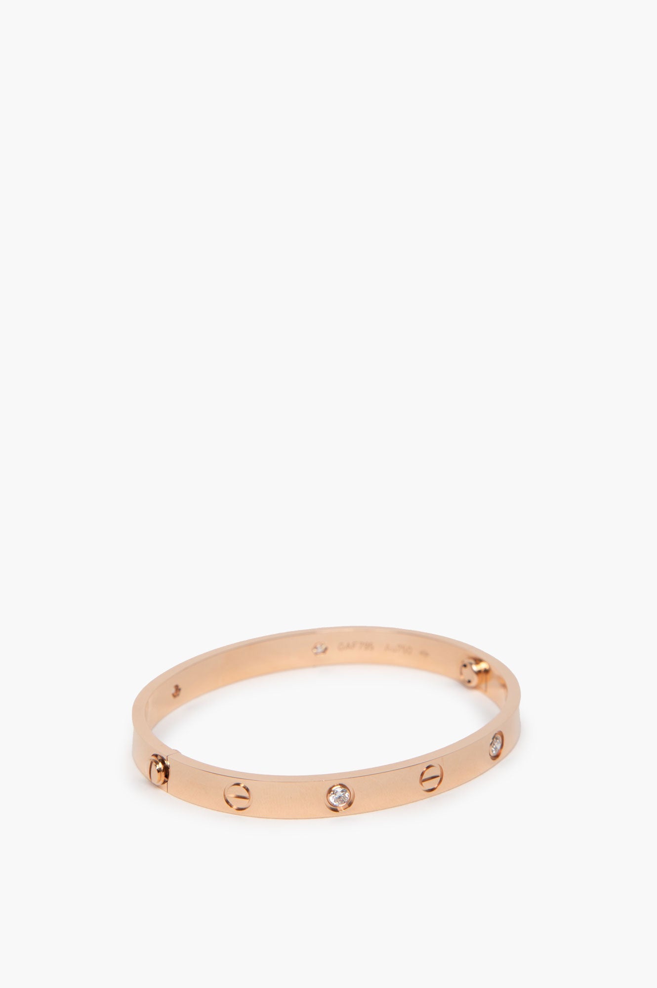 Cartier Rose Gold 4 Diamonds Love Bracelet Classic Model Size 17