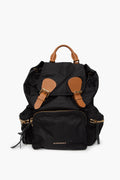 Burberry Black Nylon Backpack with Leather Trim