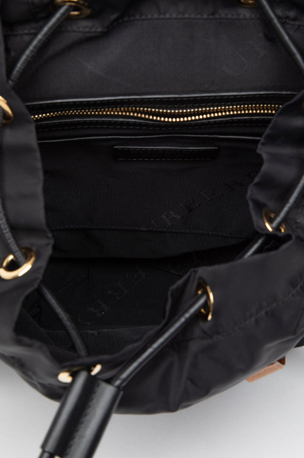 Burberry Black Nylon Backpack with Leather Trim