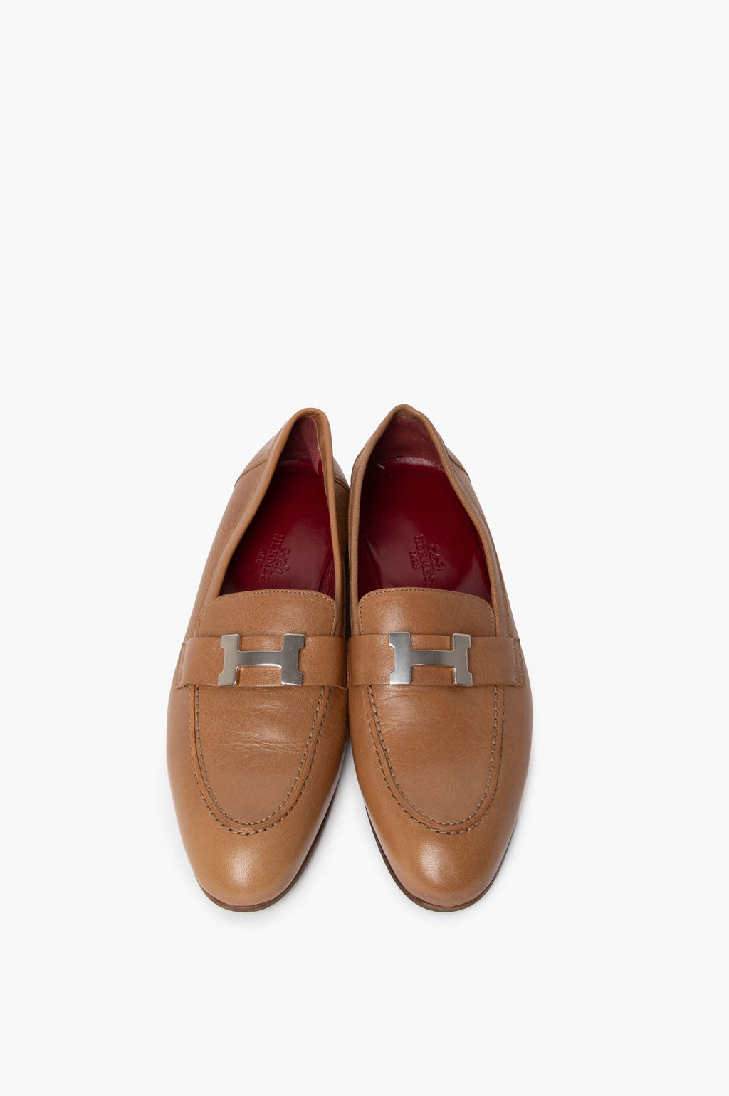 Hermes Brown Havane Chevre Paris Loafers Size 37