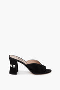 Miu Miu Black Suede Crystal Mules Size 37.5