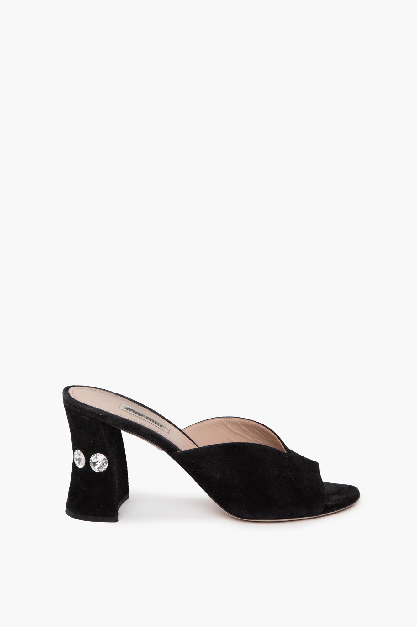 Miu Miu Black Suede Crystal Mules Size 37.5