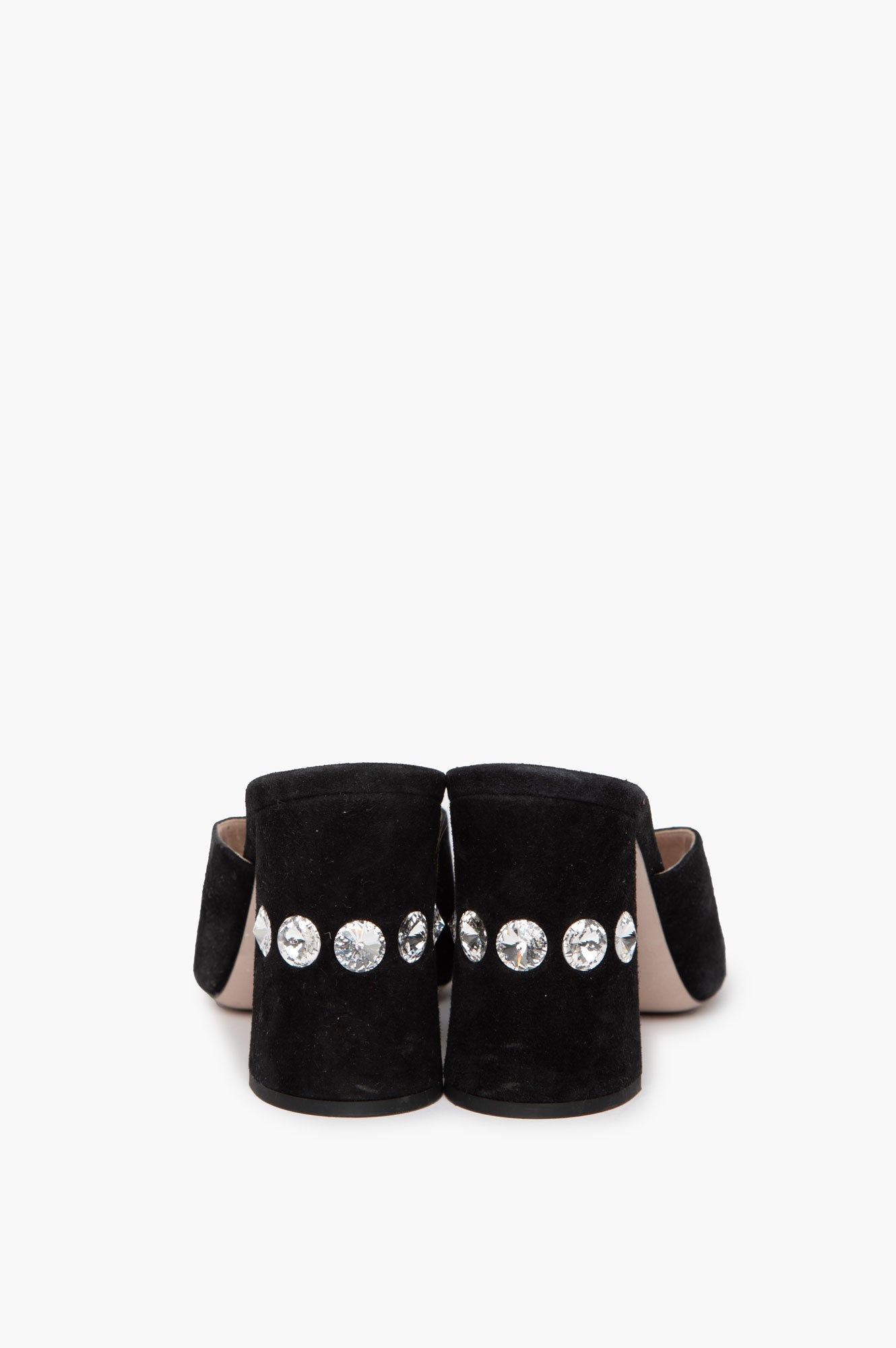 Miu Miu Black Suede Crystal Mules Size 37.5