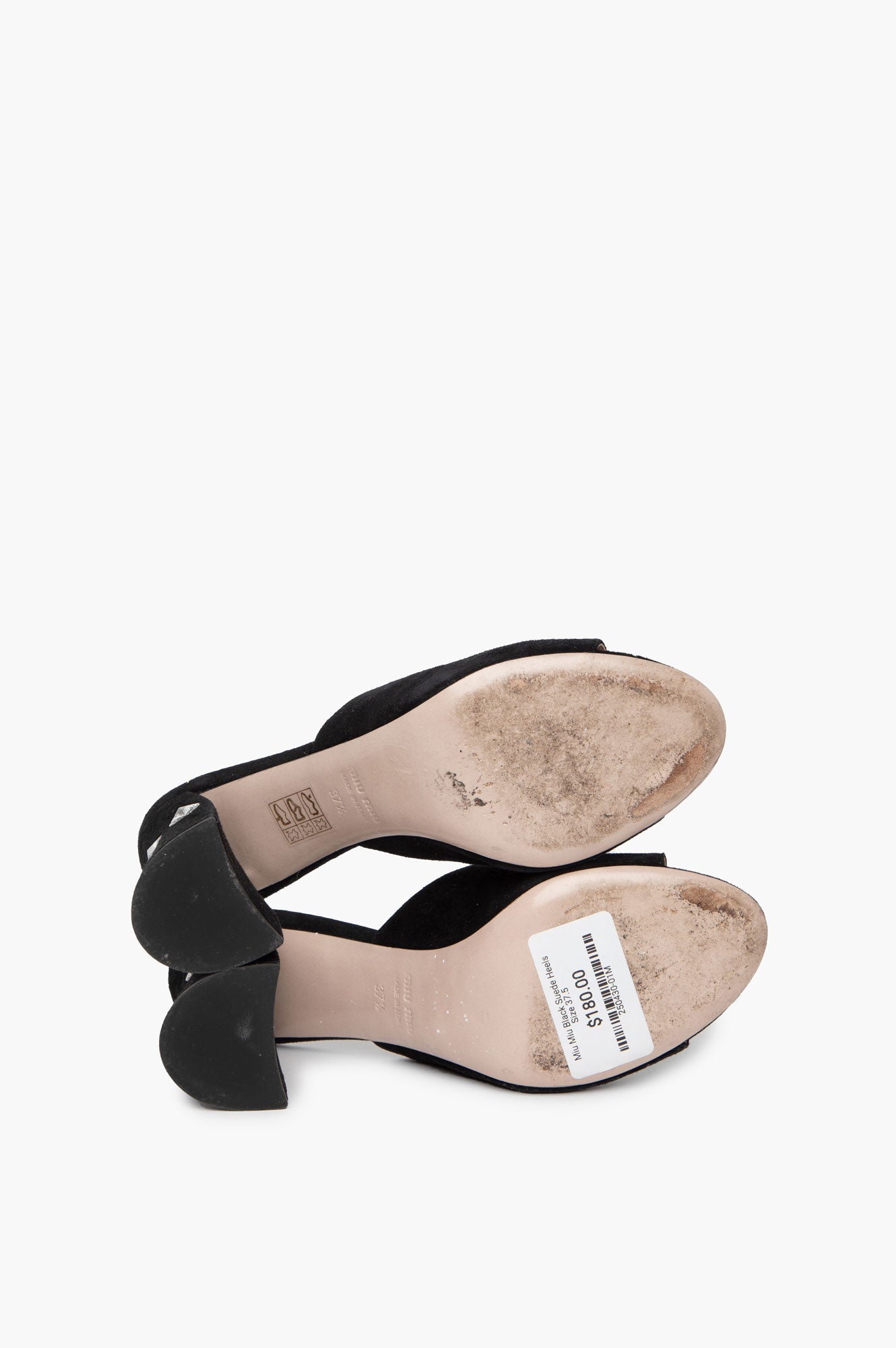 Miu Miu Black Suede Crystal Mules Size 37.5