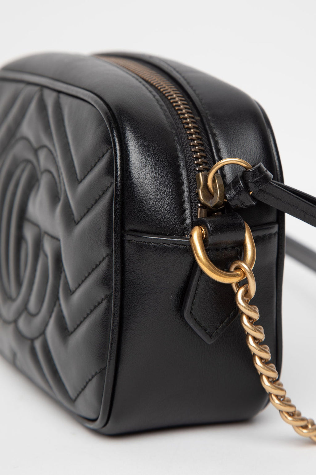 Gucci Black GG Marmont Leather Mini Camera Bag