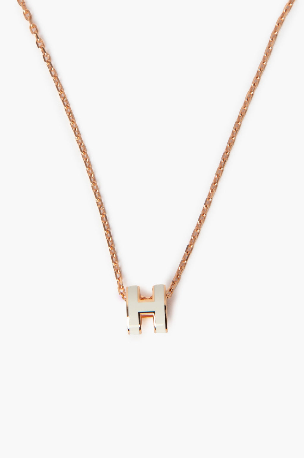 Hermes Mini Pop H Rose Gold White Necklace