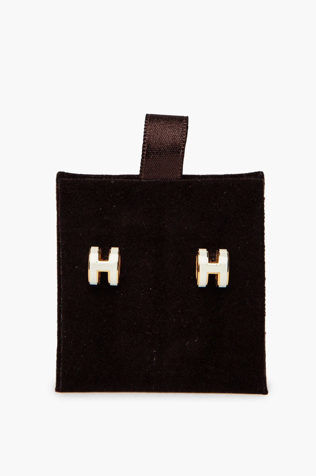 Hermes White Gold Mini Pop H Earrings