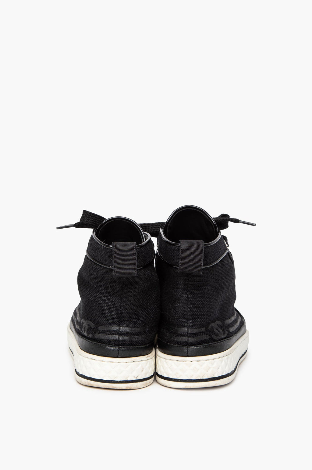 Chanel Black High Top Sneakers Size 37