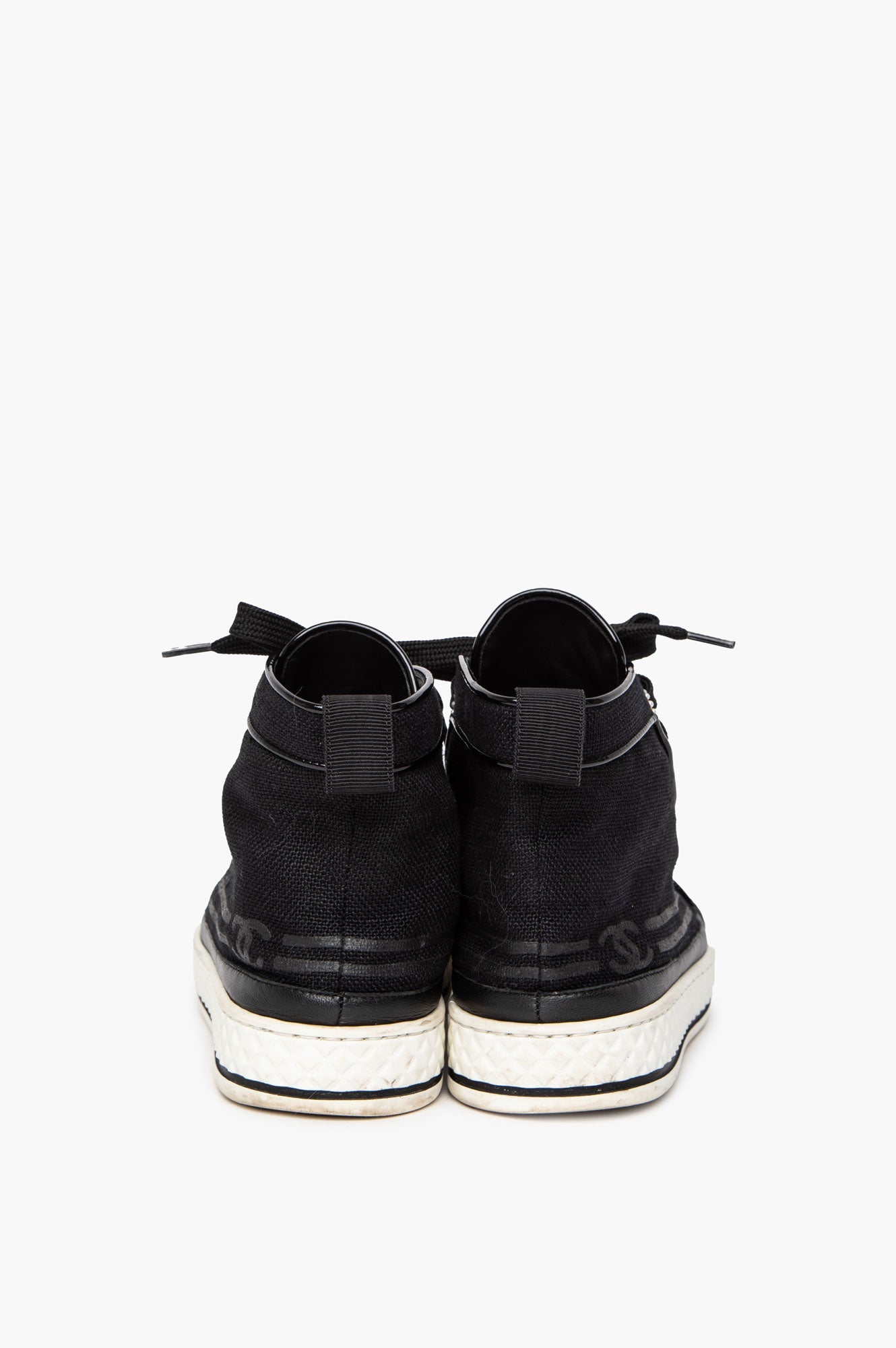 Chanel Black High Top Sneakers Size 37