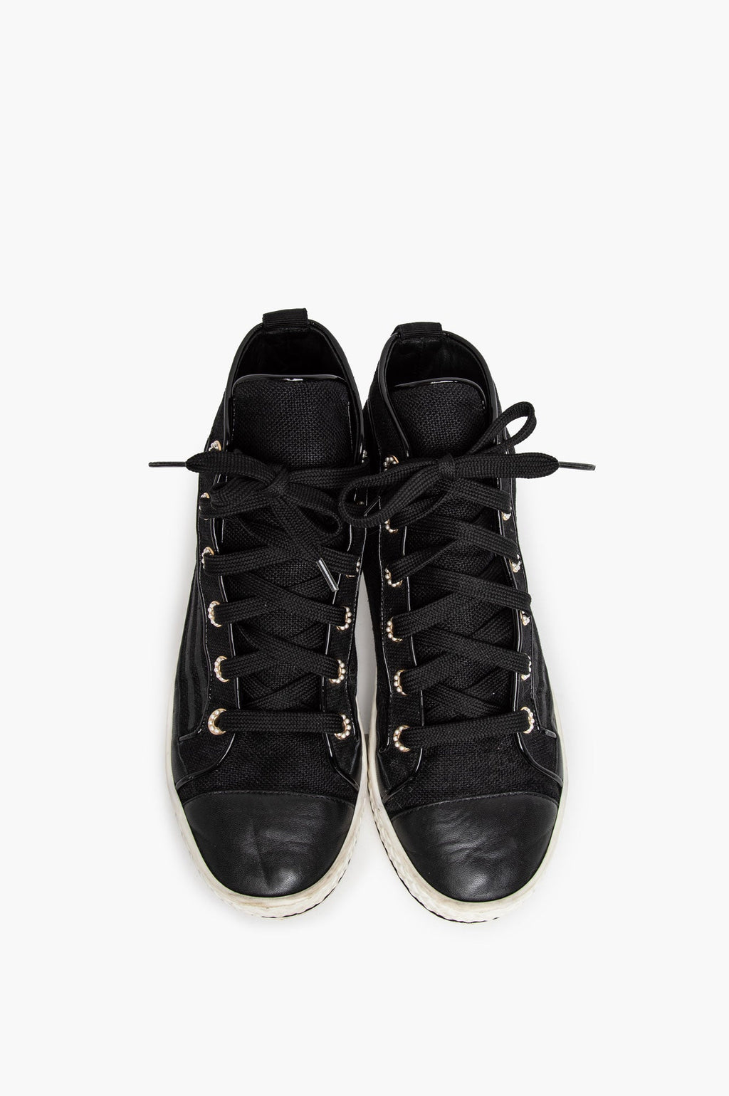 Chanel Black High Top Sneakers Size 37