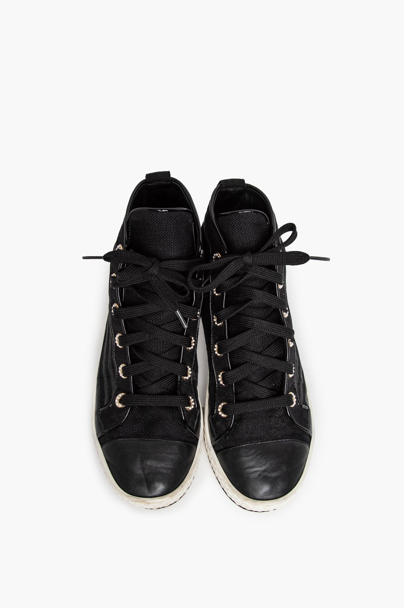 Chanel Black High Top Sneakers Size 37