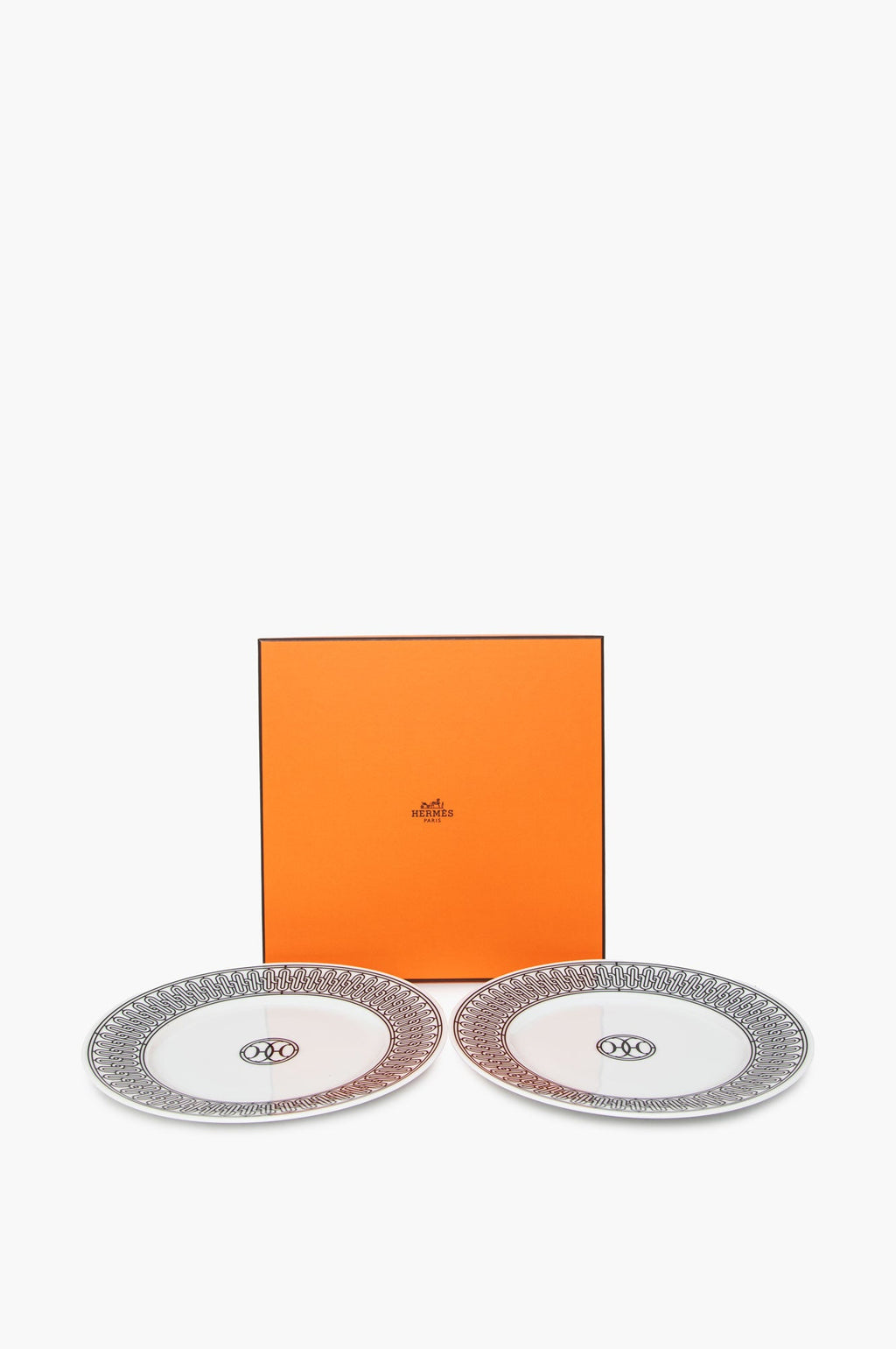 Hermes White H Deco Dessert Plate Set of 2