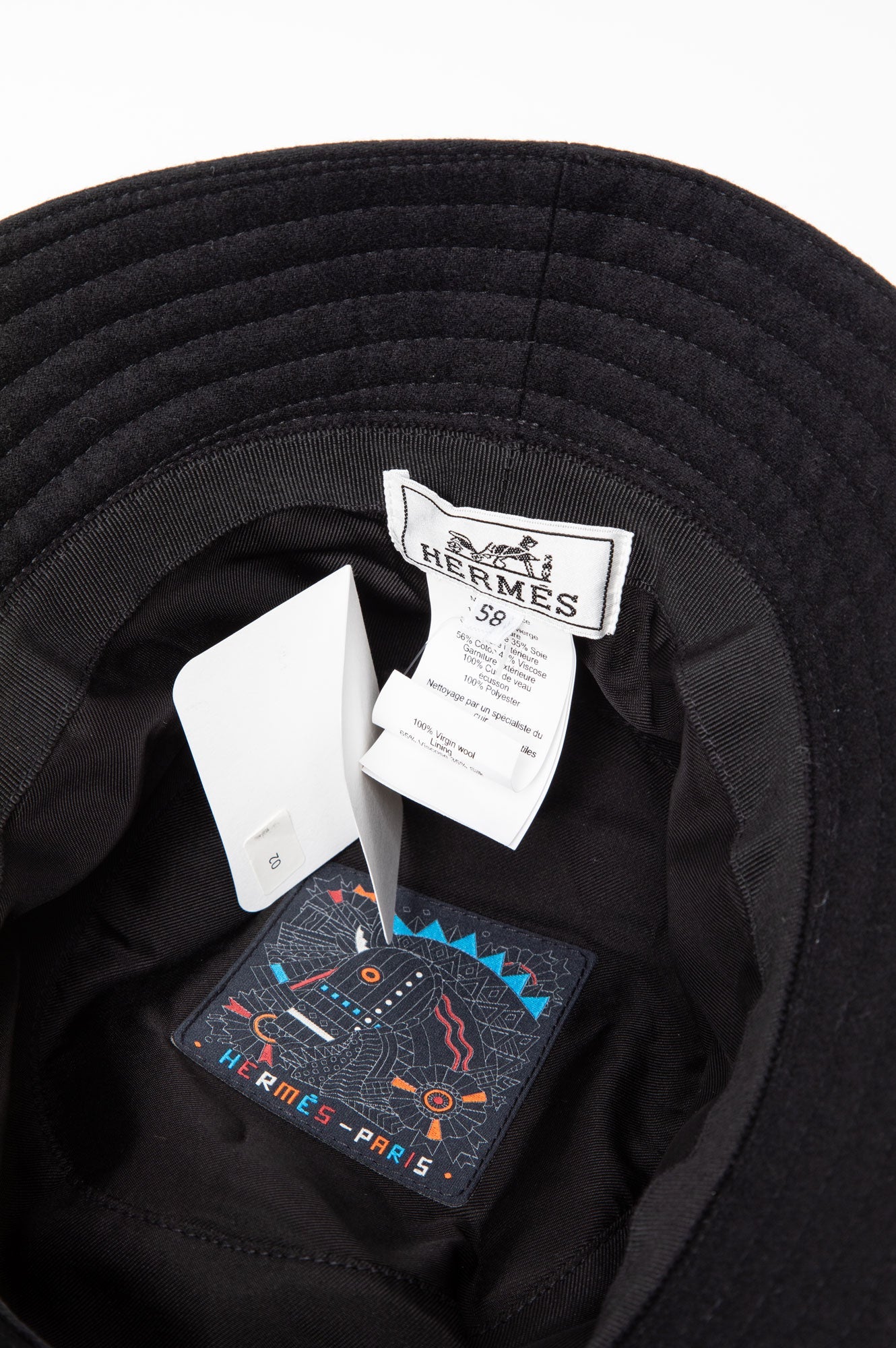 Hermes Black Cashmere Bucklet Hat Size 58