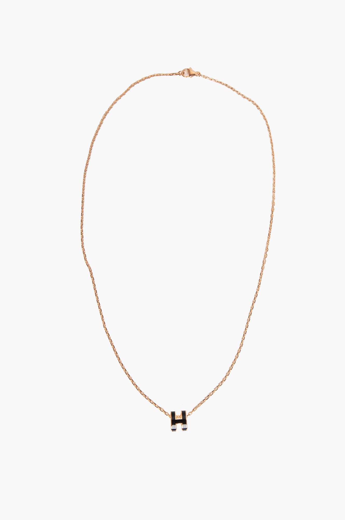 Hermes Black Rose Gold Mini Pop H Necklace