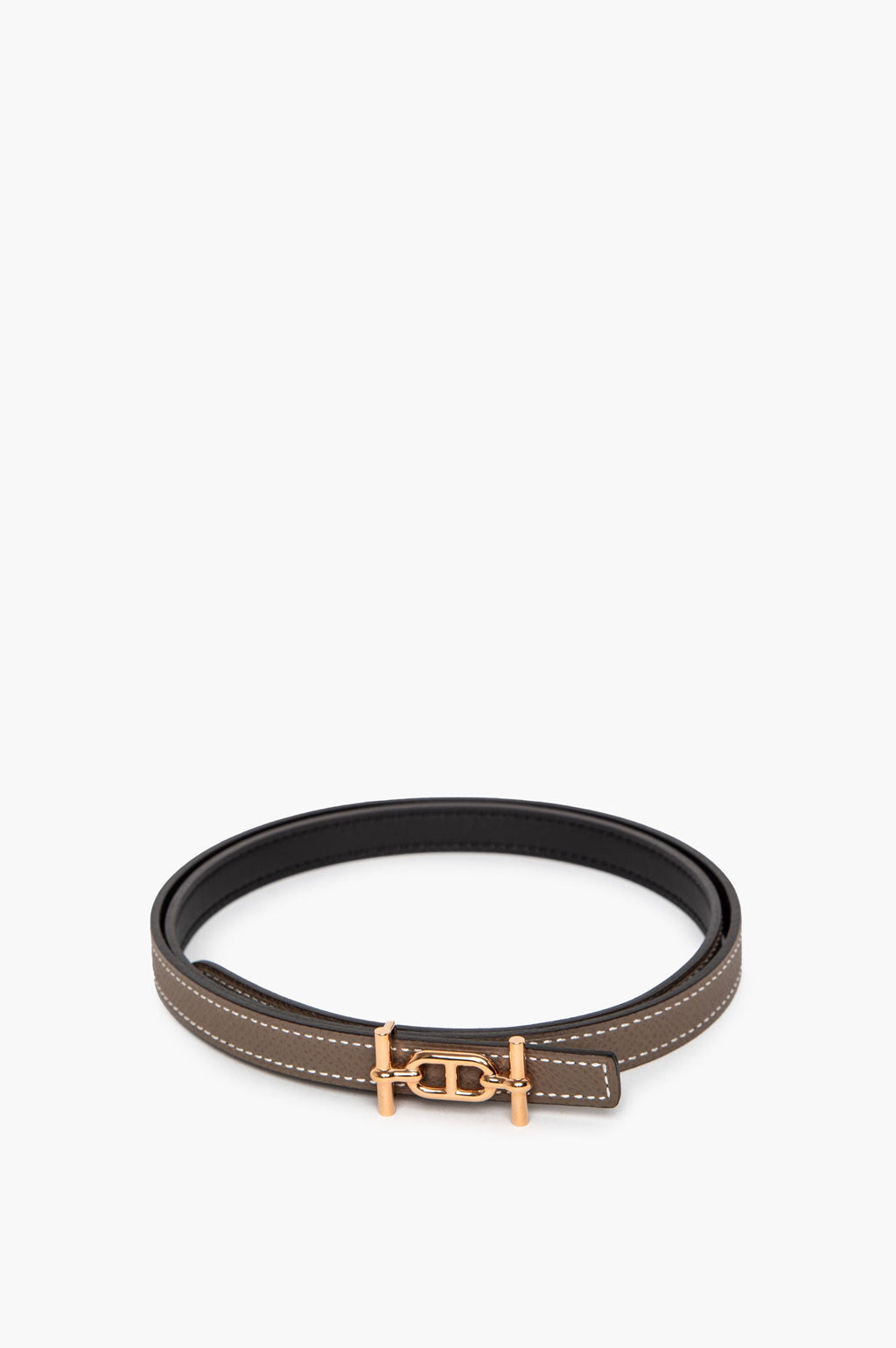 Hermes Etoupe 13 mm Ancre Buckle Reversible Leather Belt Size 80