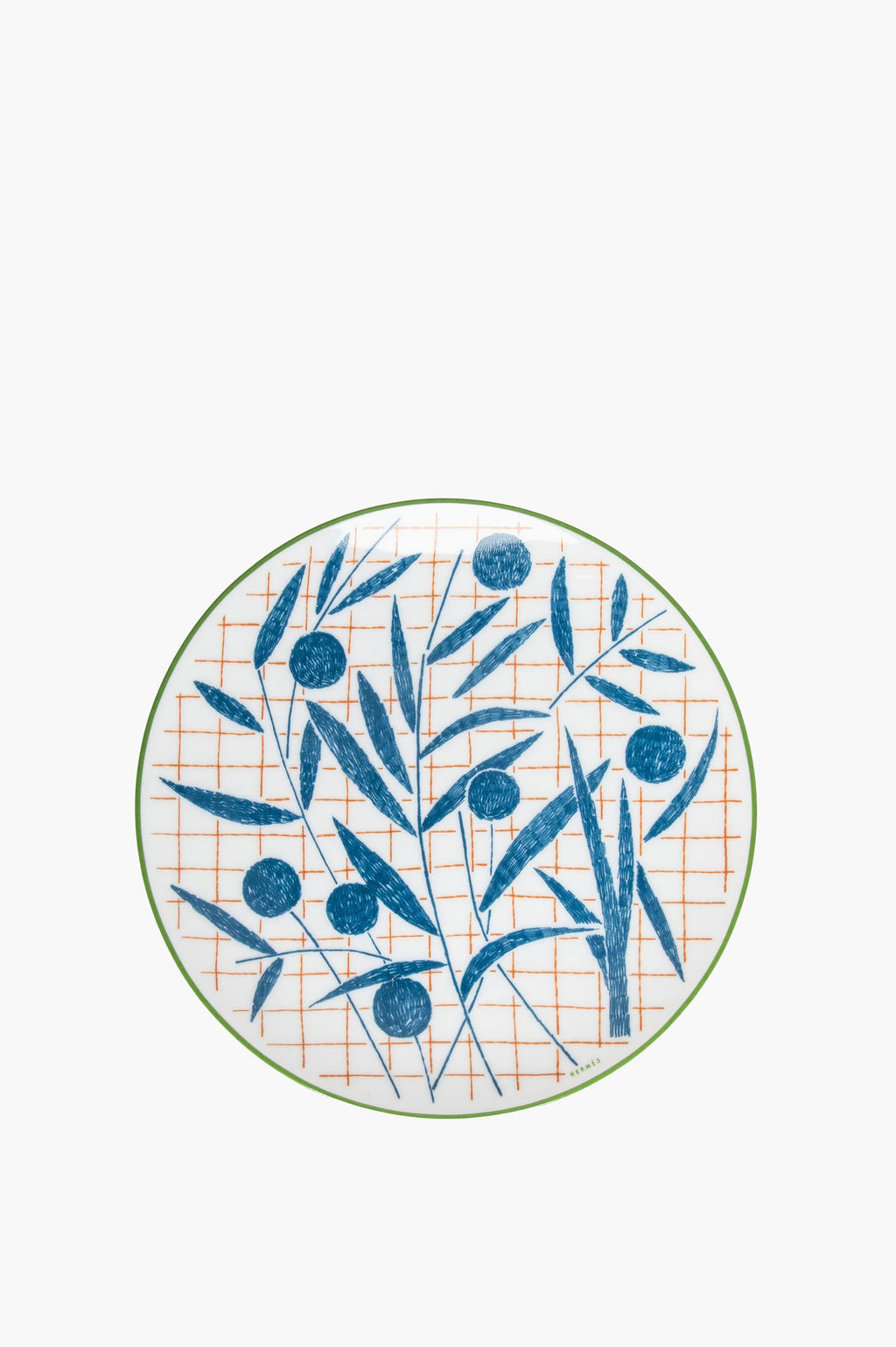 Hermes Green & Blue A Walk in the Garden Dessert Plate Set of 2