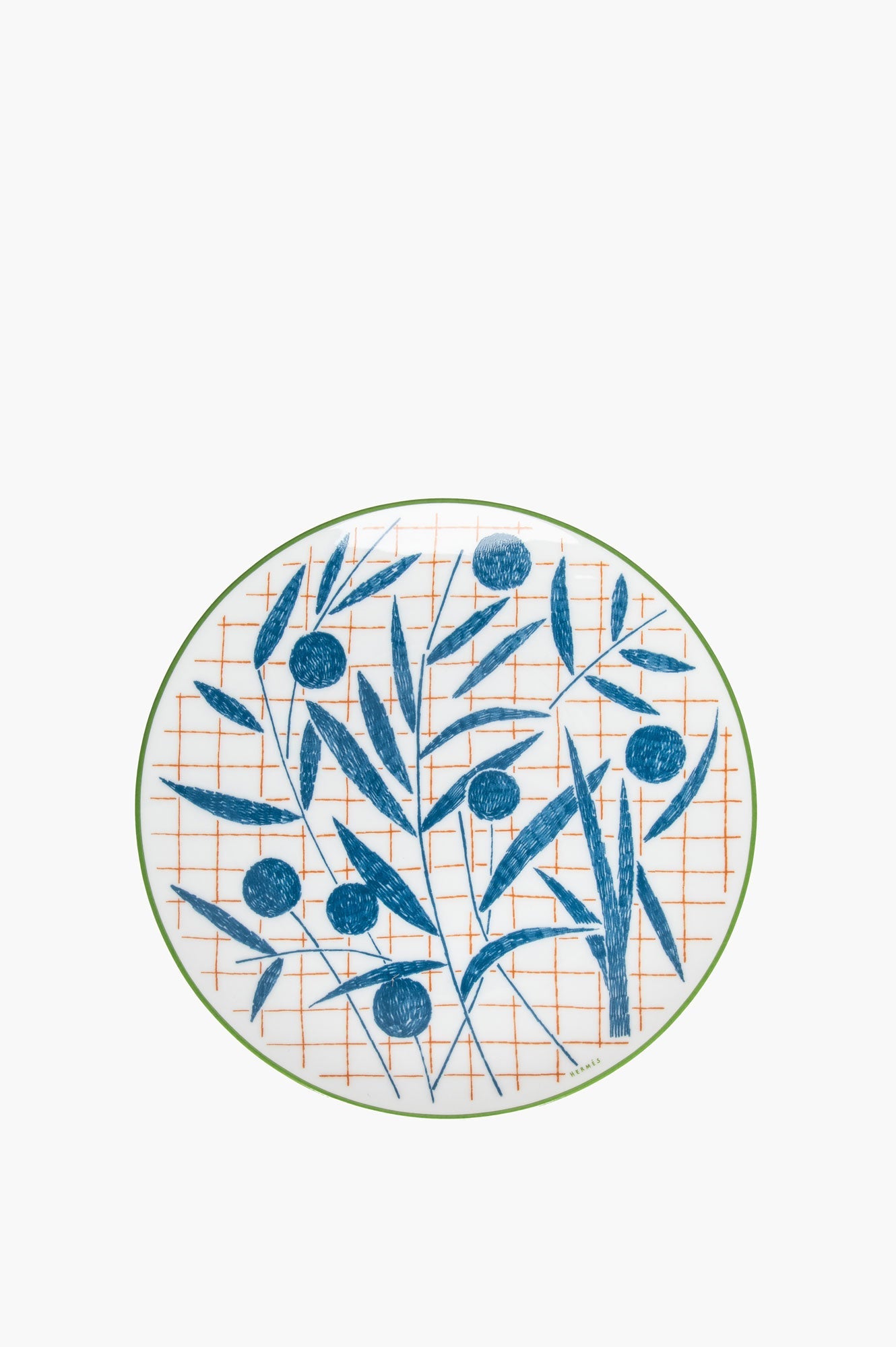 Hermes Green & Blue A Walk in the Garden Dessert Plate Set of 2