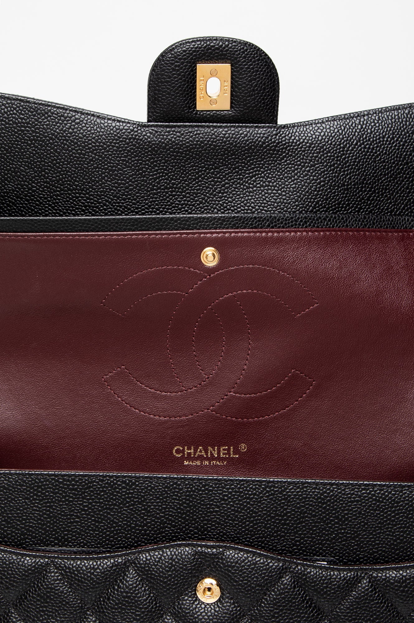 Chanel Black Caviar Jumbo Classic Flap Bag