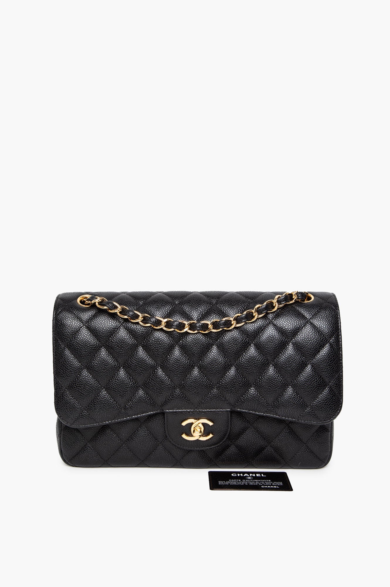 Chanel Black Caviar Jumbo Classic Flap Bag