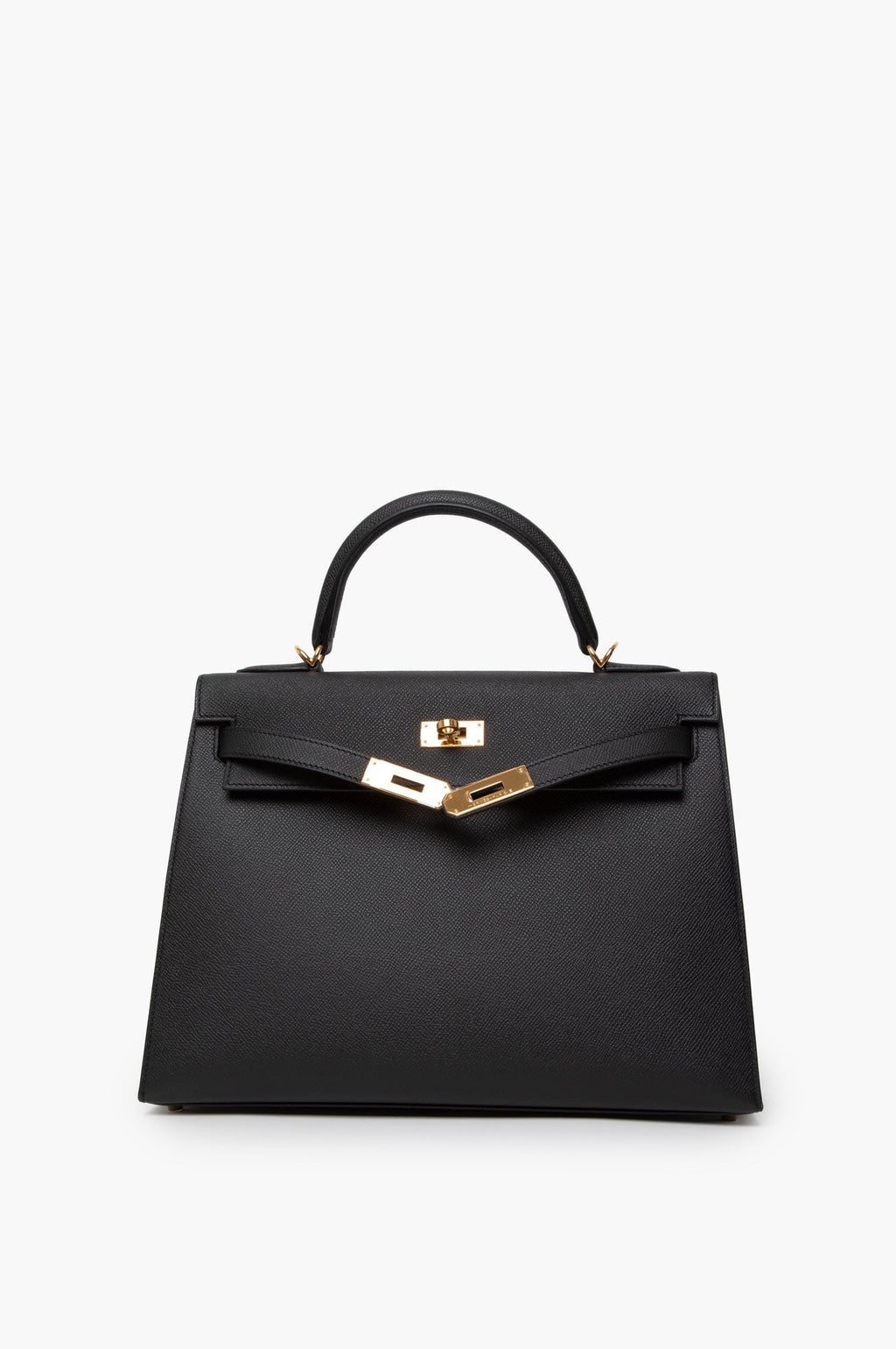 Hermes Kelly 32 Handbag Noir Ardennes with Gold Hardware