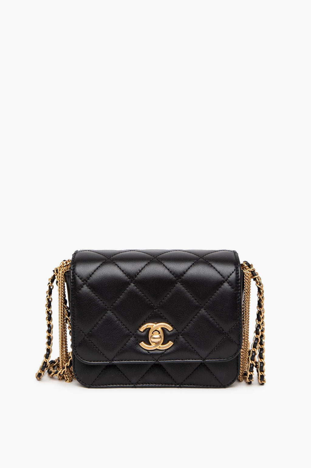Chanel Black Lambskin Gold Chain Flap Bag