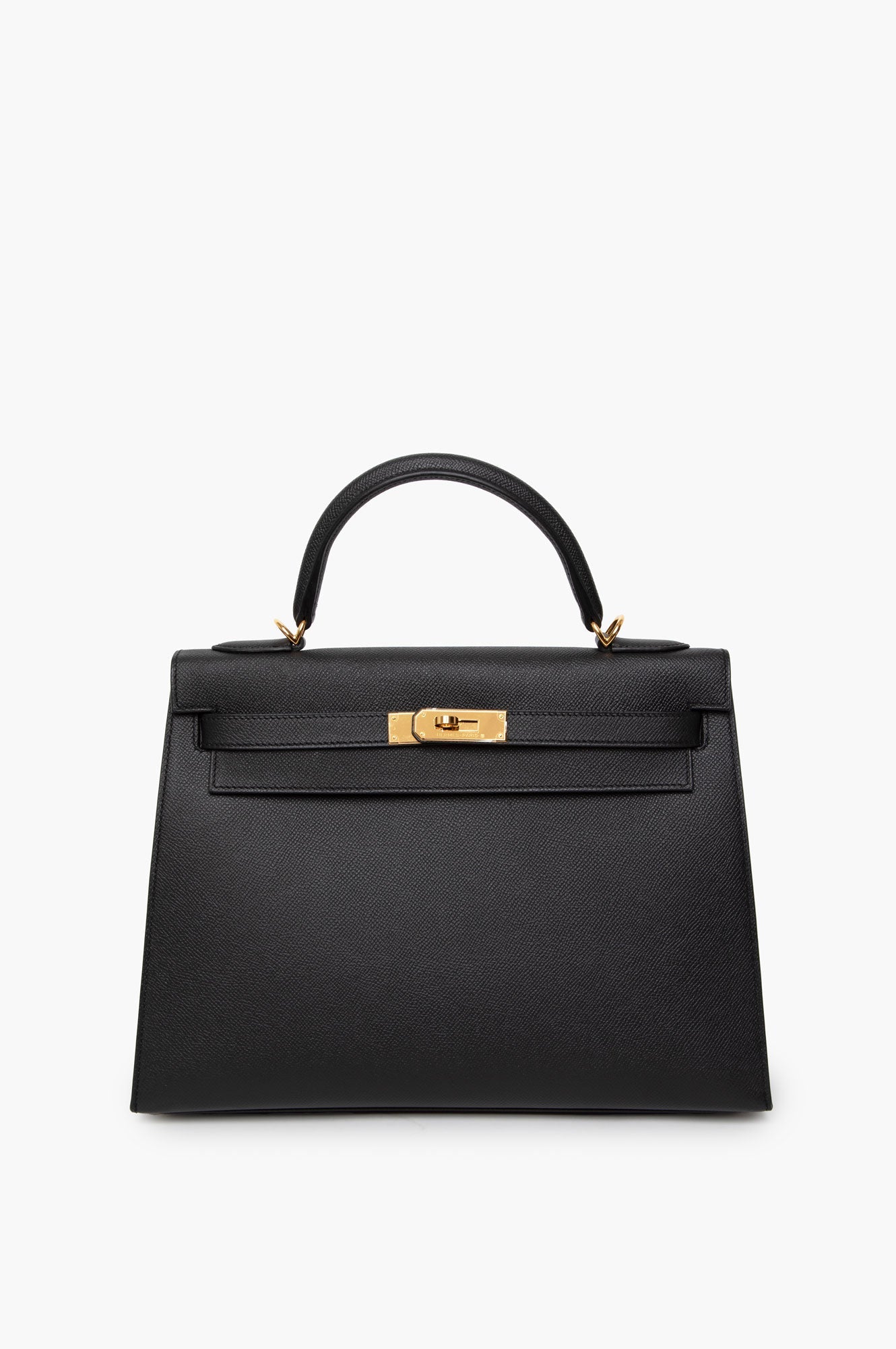 Hermes Kelly 32 Handbag Noir Ardennes with Gold Hardware