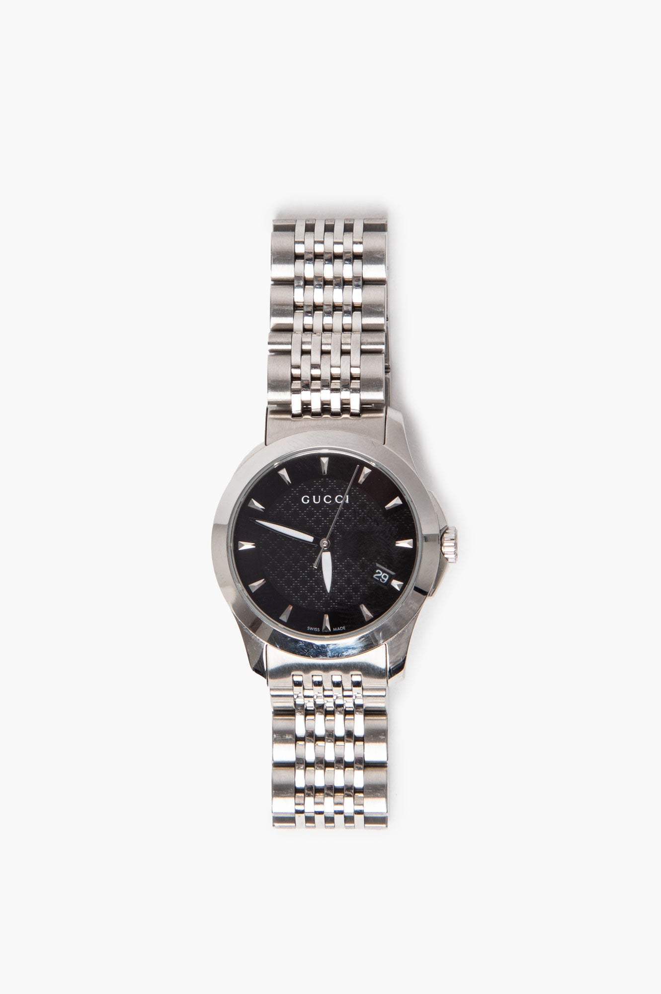 Gucci G Timeless Black Dial Silver Steel Classic Watch