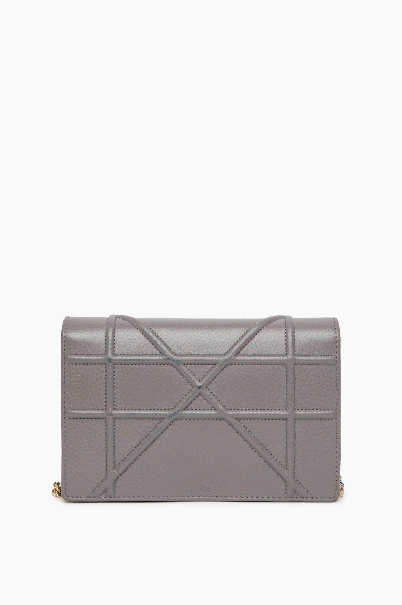 Christian Dior Grey Diorama Wallet on Chain GHW