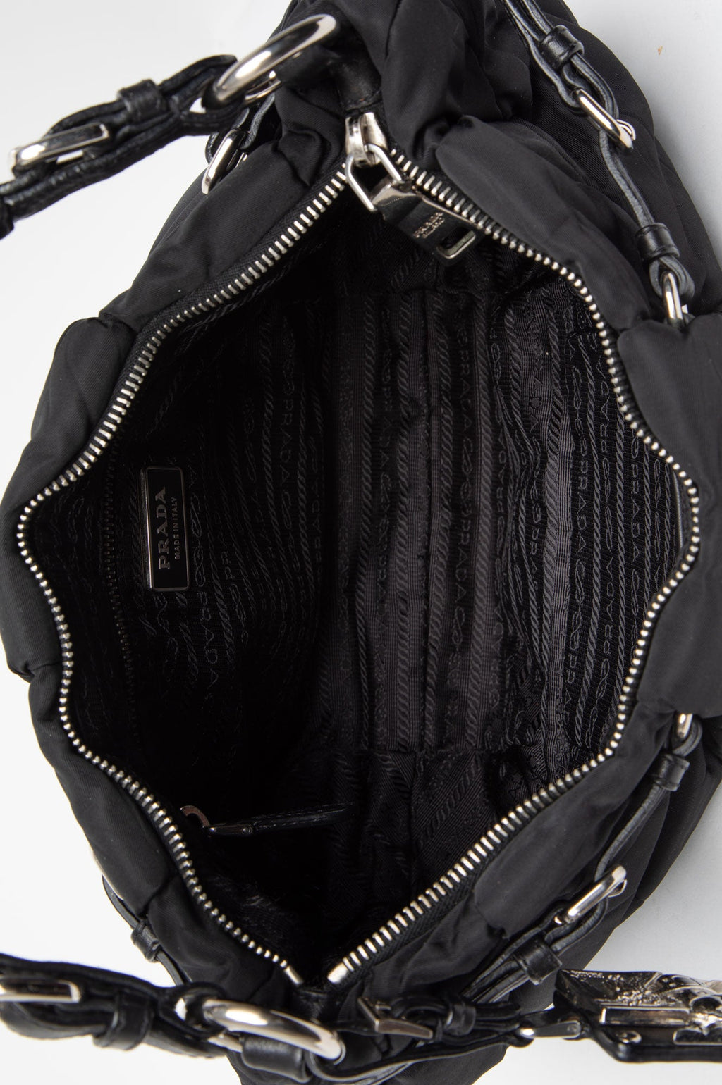 Prada Black Tessuto Nylon Gaufre Quilted Shoulder Bag