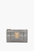 Christian Dior Silver Metallic Patent Leather Diorama Compact Wallet