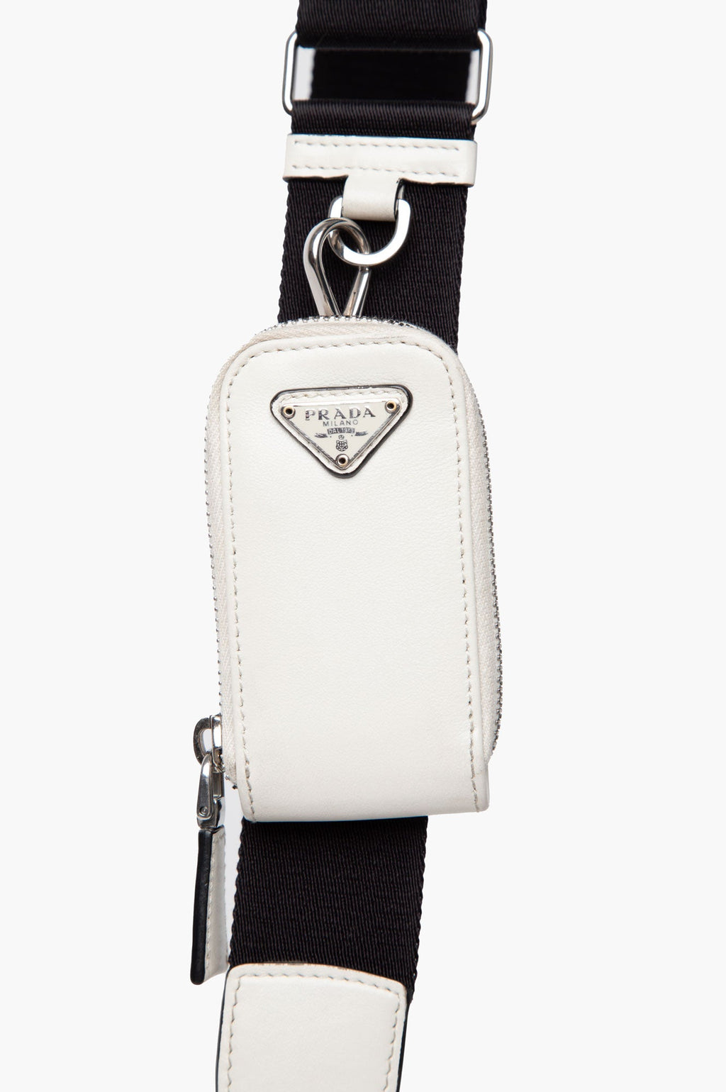 Prada White Leather Triangle Crossbody Bag