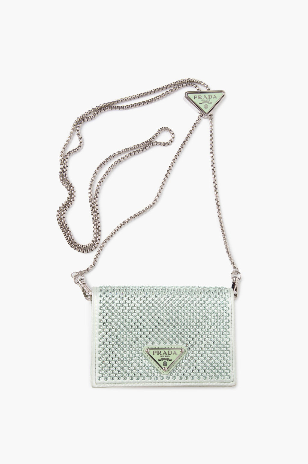 Prada Green Satin Crystal Crossbody Bag