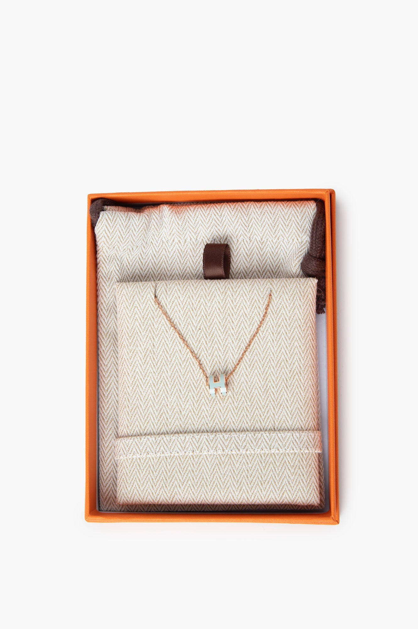 Hermes Mini Pop H Light Blue/Rose Gold Necklace
