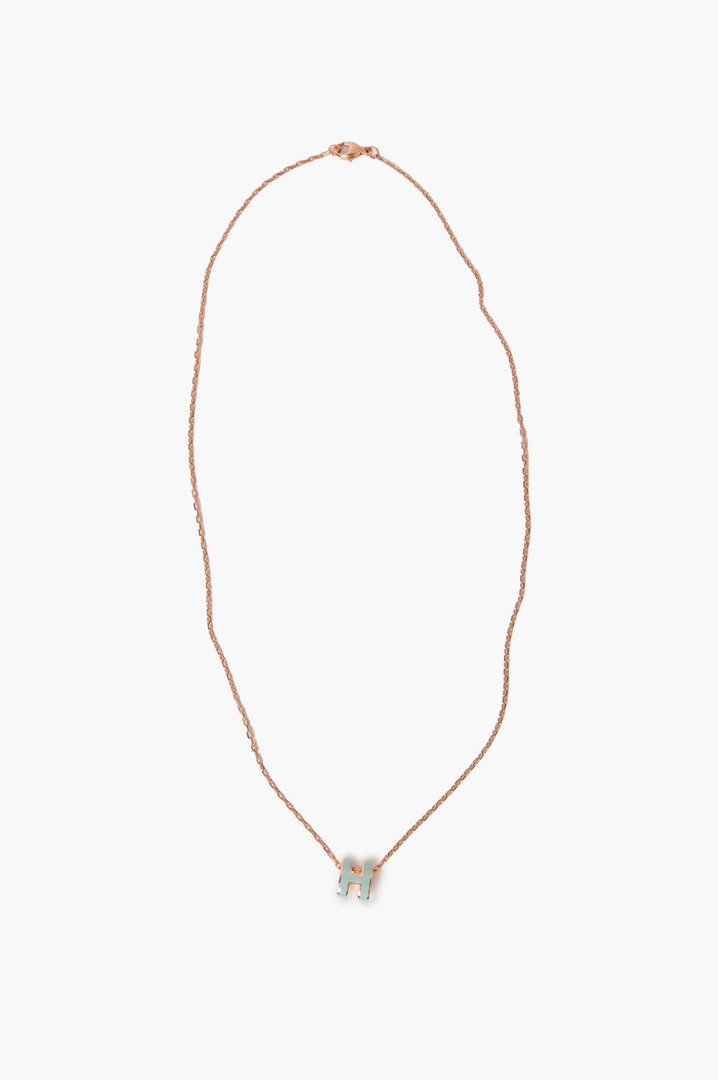 Hermes Mini Pop H Light Blue/Rose Gold Necklace