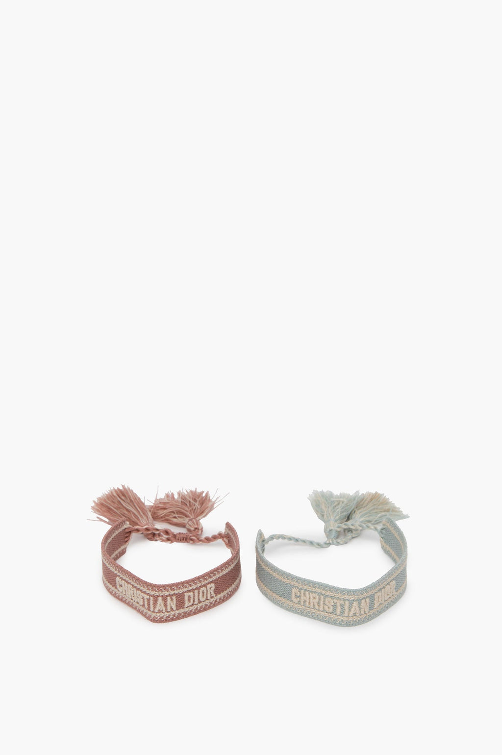 Embroidered Christian Dior Brown/Blue Bracelet Set