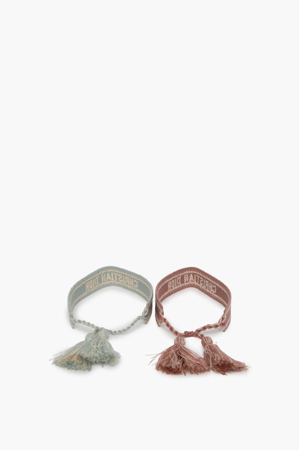 Embroidered Christian Dior Brown/Blue Bracelet Set