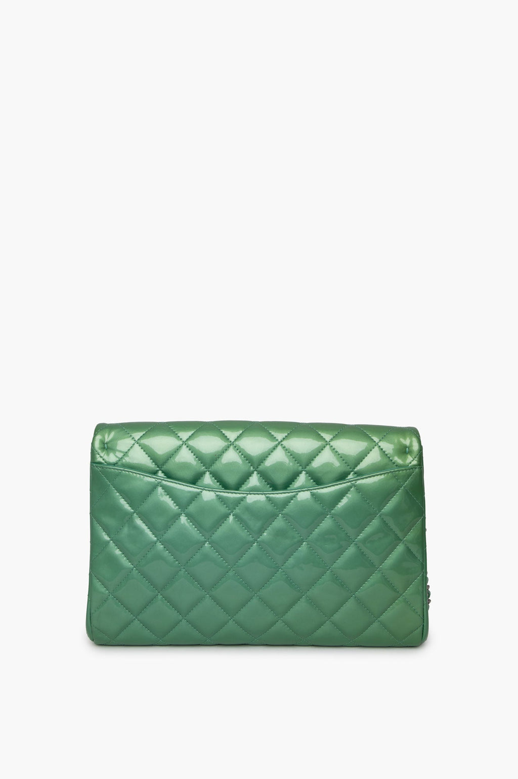 Chanel Green Quilted Patent Leather Single Flap Bag