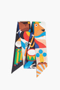 Hermes Multicolor Animal Print Twilly