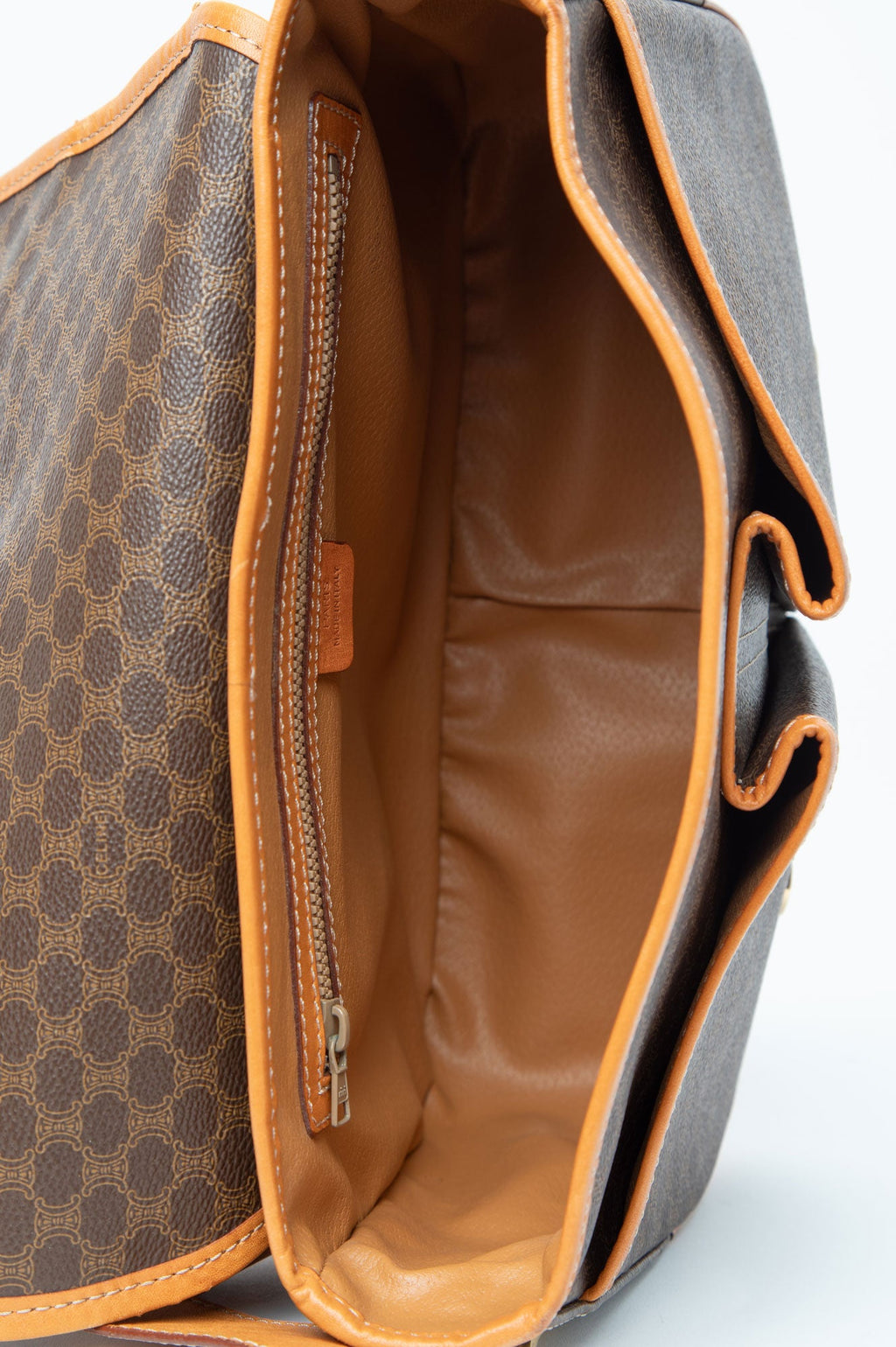 Celine Brown Monogram Macadam Crossbody Flap Bag