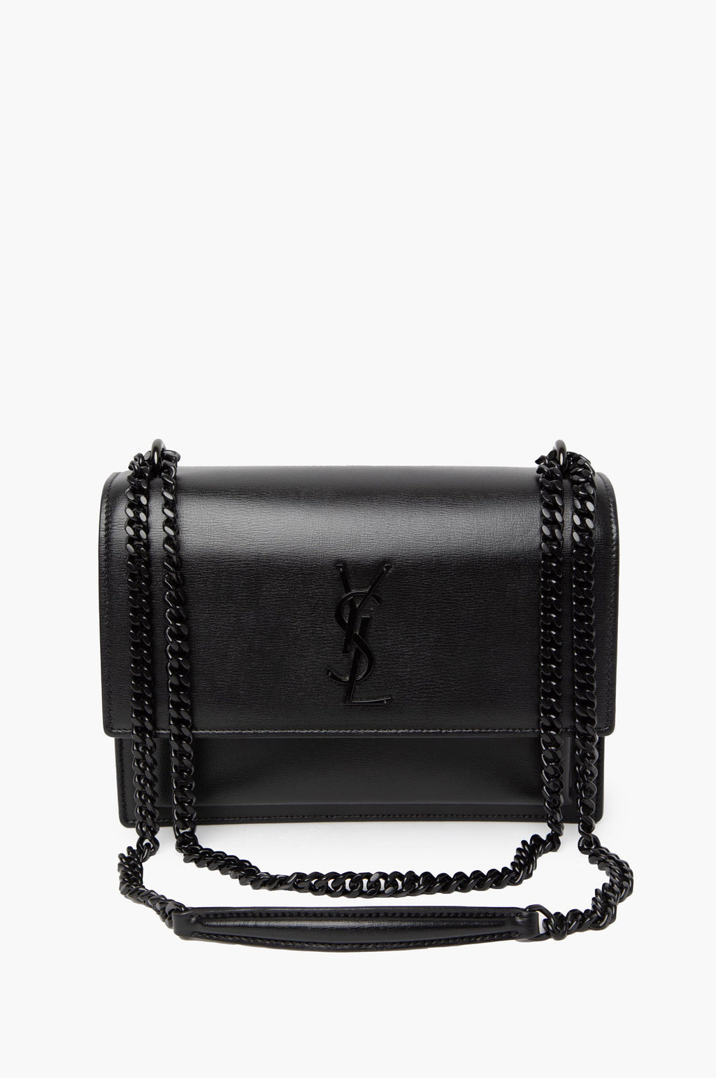Saint Laurent Black Soft Calfskin Sunset Crossbody Chain Bag