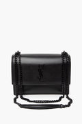 Saint Laurent Black Soft Calfskin Sunset Crossbody Chain Bag