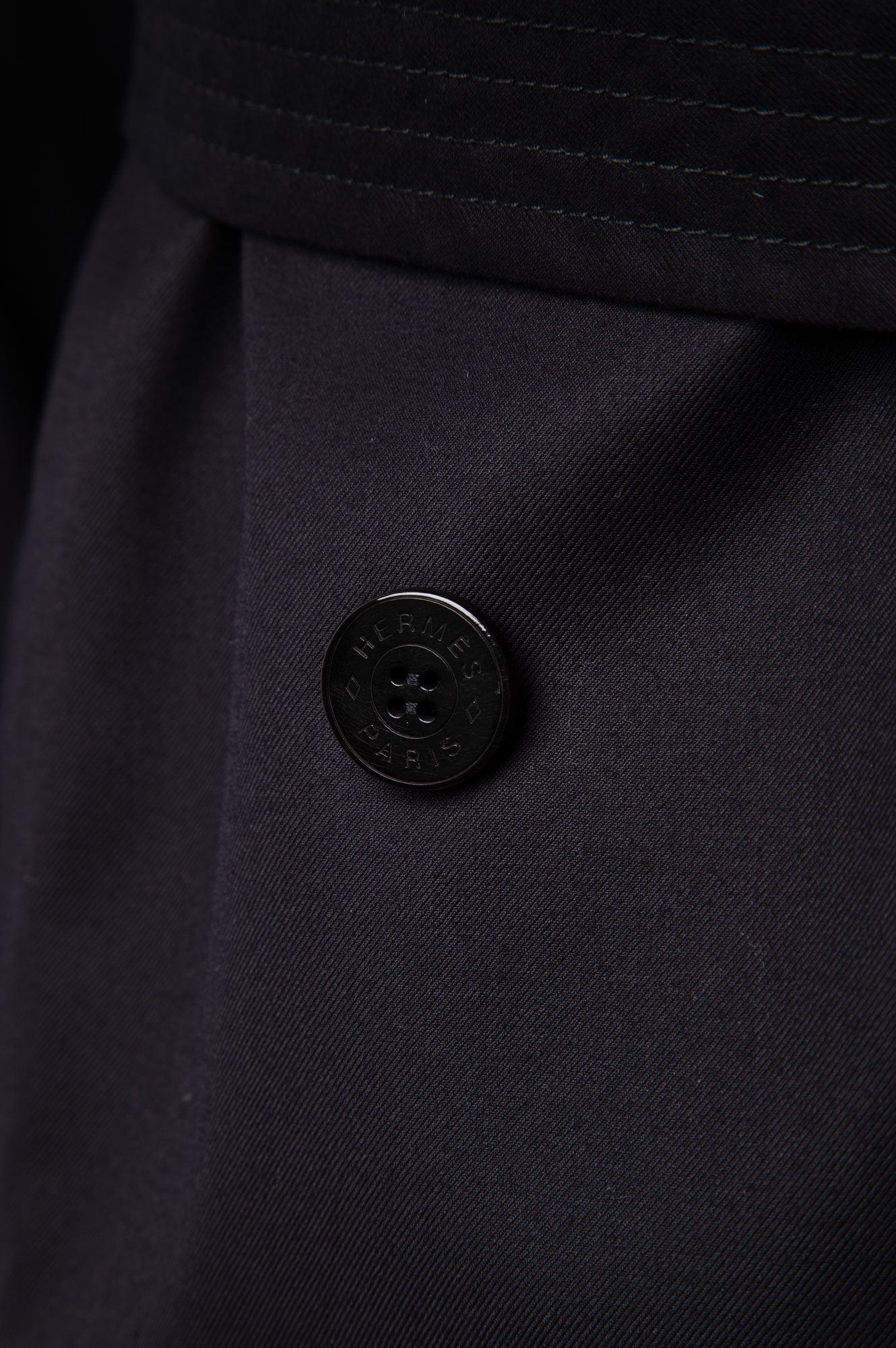 Hermes Black Trench Coat 36