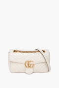 Gucci White GG Marmont Medium Shoulder Bag