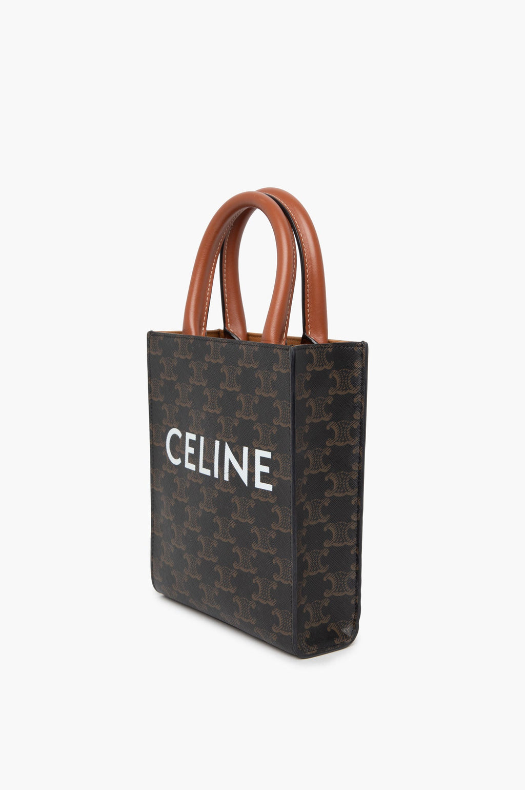 Celine Brown Vertical Triomphe Canvas Bag