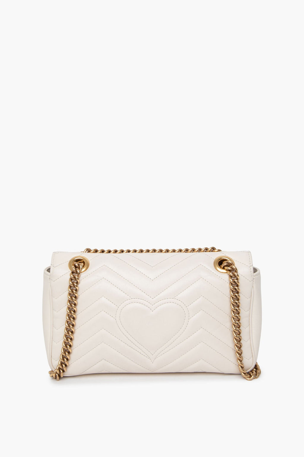Gucci White GG Marmont Medium Shoulder Bag