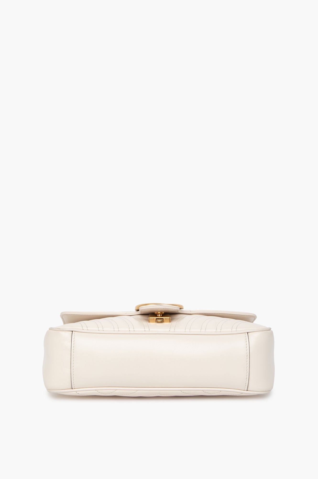 Gucci White GG Marmont Medium Shoulder Bag